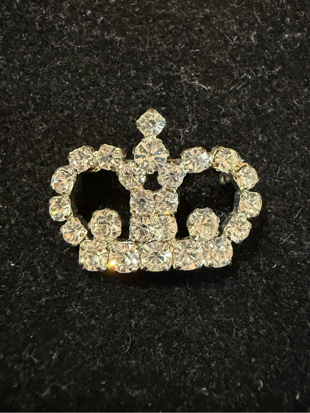 Vintage Rhinestone Crown Brooch